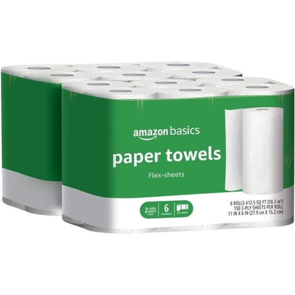 2-Ply Paper Towels,Flex-Sheets,150 Sheets per Roll,12 Rolls (2 Packs of 6),White - Picture 1 of 6